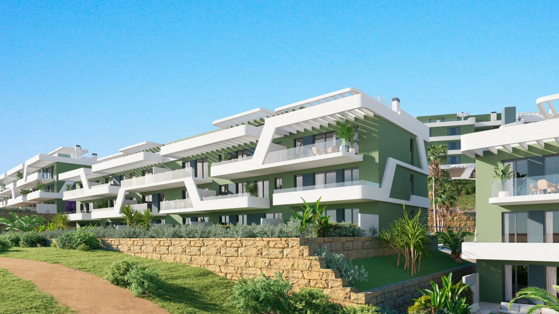 Modern apartments with mountain views in Mijas Costa